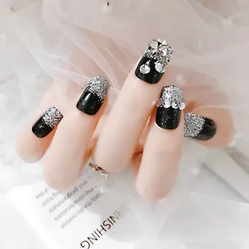 24pcs/Set False Nails For Women Nail Art accessories Glitter Rhinestone Black Long Acrylic Fake Nails Full Nail Tips Fingernail
24pcs/Set False Nails For Women Nail Art accessories Glitter Rhinestone Black Long Acrylic Fake Nails Full Nail Tips Fingernail