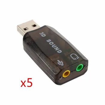 

5pcs USB2.0 Audio Headset Headphone Earphone Mic Microphone Jack Converter Adapter with Dynamic surround background sound effect