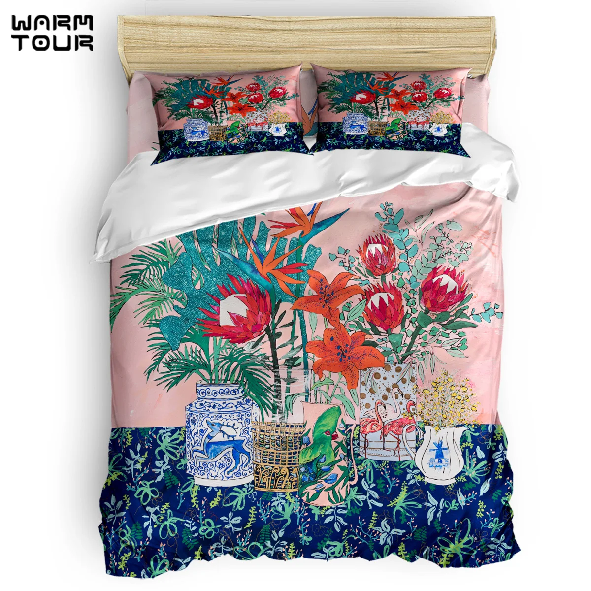 Фото WARMTOUR Duvet Cover The Domesticated Jungle - Floral Still Life Set 4 Piece Bedding For Beds |