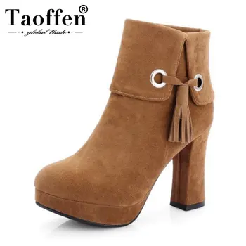 TAOFFEN Women High Heel Ankle Boots Winter Platform Warm Fur Shoes Woman Fringes Zipper Round Toe Ladies Footwear Size 33-43
TAOFFEN Women High Heel Ankle Boots Winter Platform Warm Fur Shoes Woman Fringes Zipper Round Toe Ladies Footwear Size 33-43