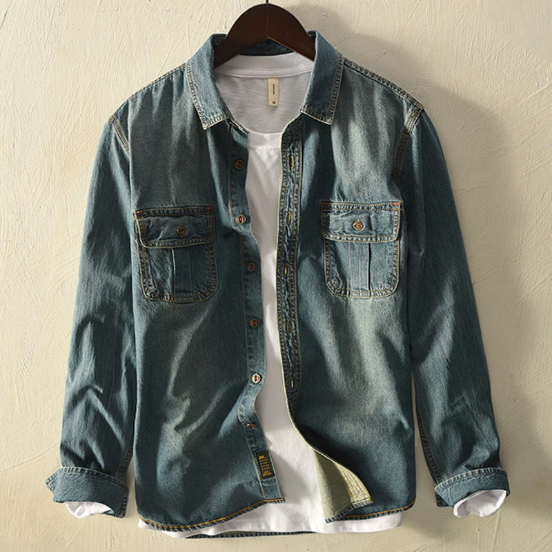 2018 Spring Autumn Men Fashion Brand Vintage Japan Style Slim Fit Long Sleeve Denim Thin Shirt Male Casual Pocket Shirt Clothes
2018 Spring Autumn Men Fashion Brand Vintage Japan Style Slim Fit Long Sleeve Denim Thin Shirt Male Casual Pocket Shirt Clothes