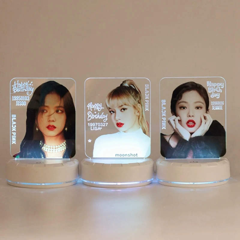 

1Set Blackpink Members Colorful LED Night Light Kill This Love Table Desk Lamp Fans Support Gifts Stationery Set