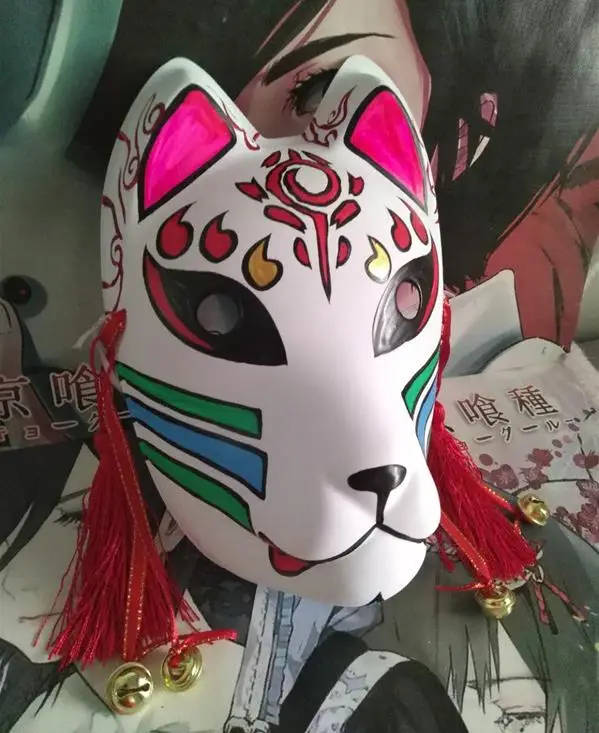 Аниме Косплей Маска ручная роспись лиса маска в японском стиле на все лицо из ПВХ