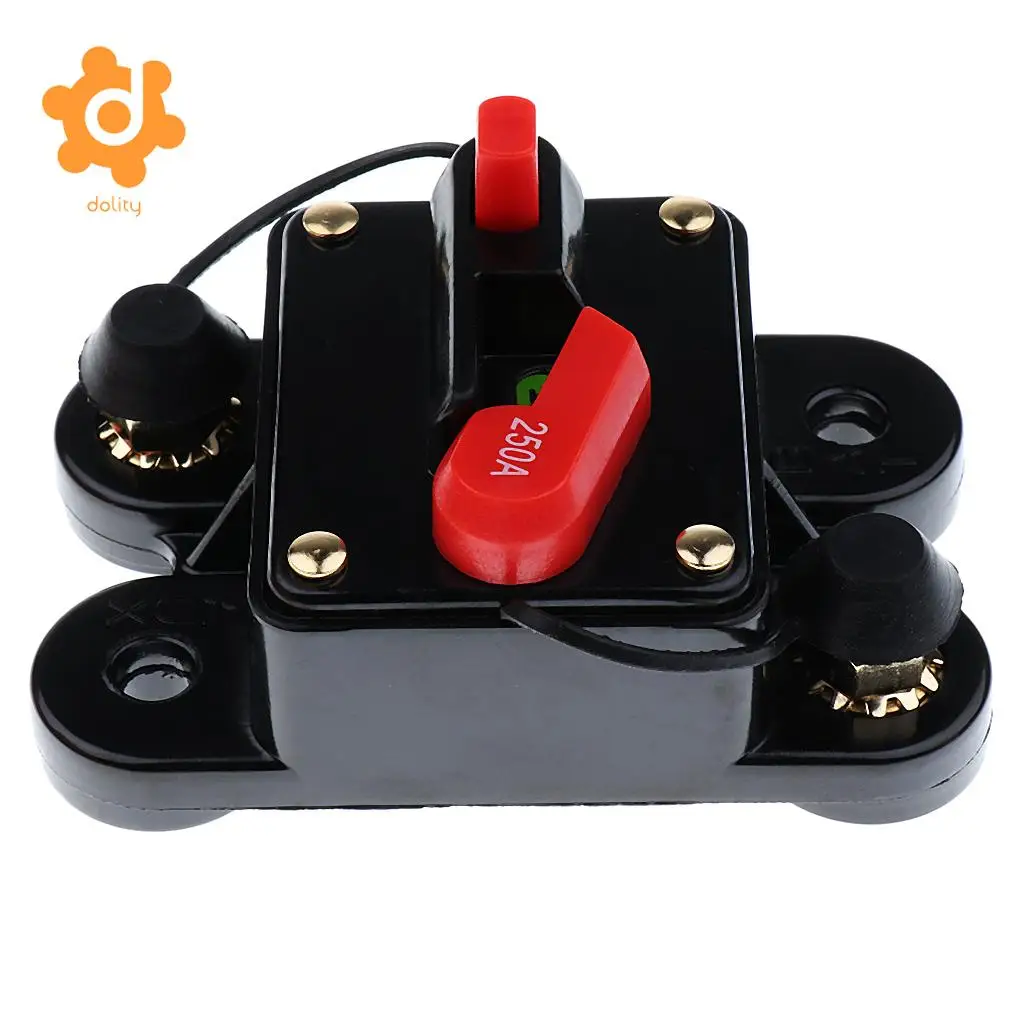 dolity 50A/150A/200A/250A Car Inline Manual Reset Circuit Breaker Fuse Power Protection DC12V-24V