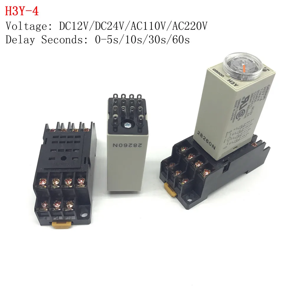 1 комплект H3Y-4 24VDC 0-5/10/30/60s таймер задержки Реле времени 14 Pin реле + Гнездо базы PYF14A |