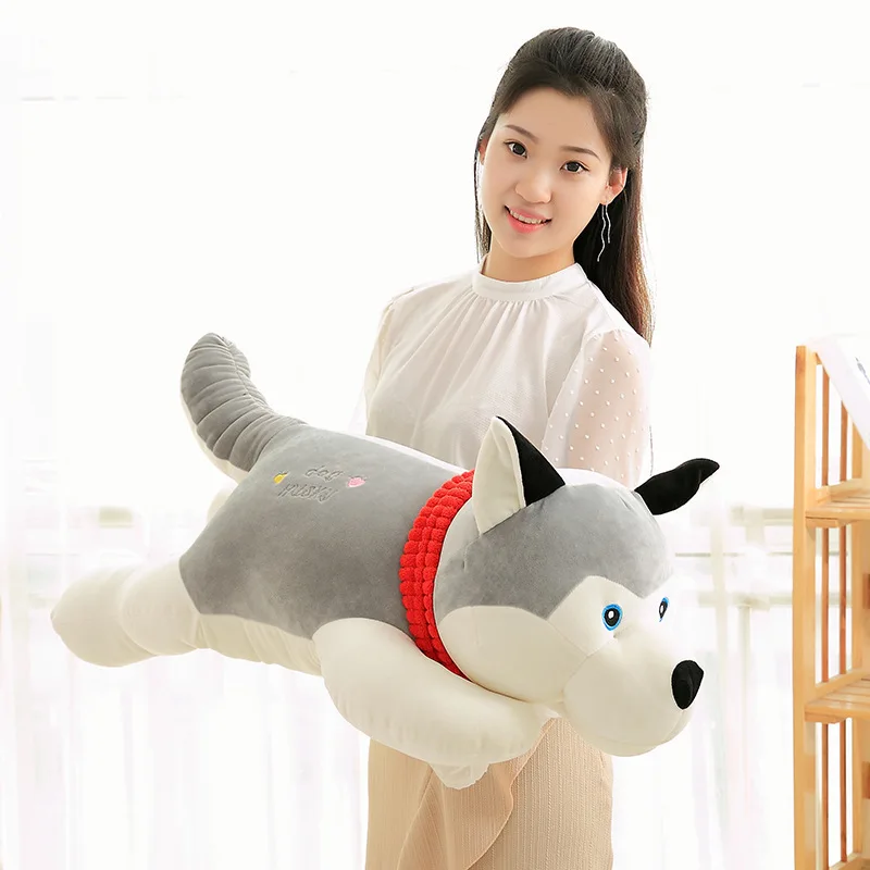 Новинка 50 см/80 см милая плюшевая игрушка хаски имитация собаки с одеждой мягкая