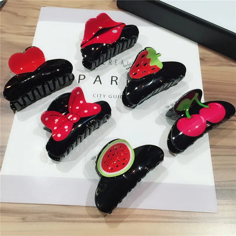 New Fashion Women Girls Cute Cherry Strawberry Watermelon Bow Heart Print Acrylic Hair Claws Spring Summer Fruit Headwear
New Fashion Women Girls Cute Cherry Strawberry Watermelon Bow Heart Print Acrylic Hair Claws Spring Summer Fruit Headwear