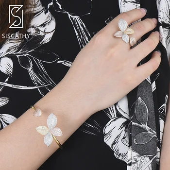 SISCATHY Deluxe Full Cubic Zirconia Inlaid Adjustable Bracelet Ring Set Flower Shape Nigerian Wedding Bracelet Ring Jewelry Sets
SISCATHY Deluxe Full Cubic Zirconia Inlaid Adjustable Bracelet Ring Set Flower Shape Nigerian Wedding Bracelet Ring Jewelry Sets