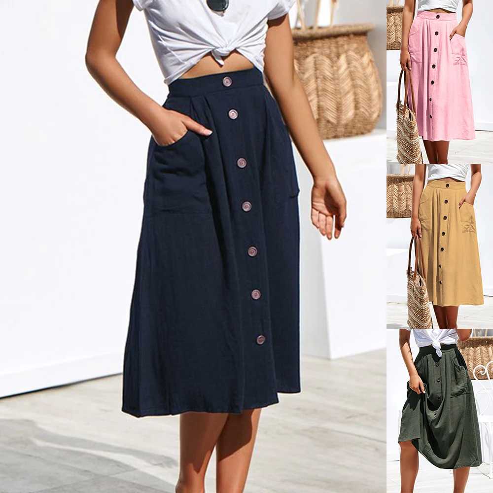 2019 Spring Summer Fashion Casual Women Solid Color Skirts High Waist Single Breasted Buttons Midi Skirt Pocket
2019 Spring Summer Fashion Casual Women Solid Color Skirts High Waist Single Breasted Buttons Midi Skirt Pocket