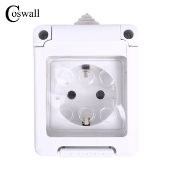 

Coswall IP44 Waterproof Dust-proof Outdoor External Wall Power Socket 16A EU Standard Electrical Outlet Grounded AC 110~250V