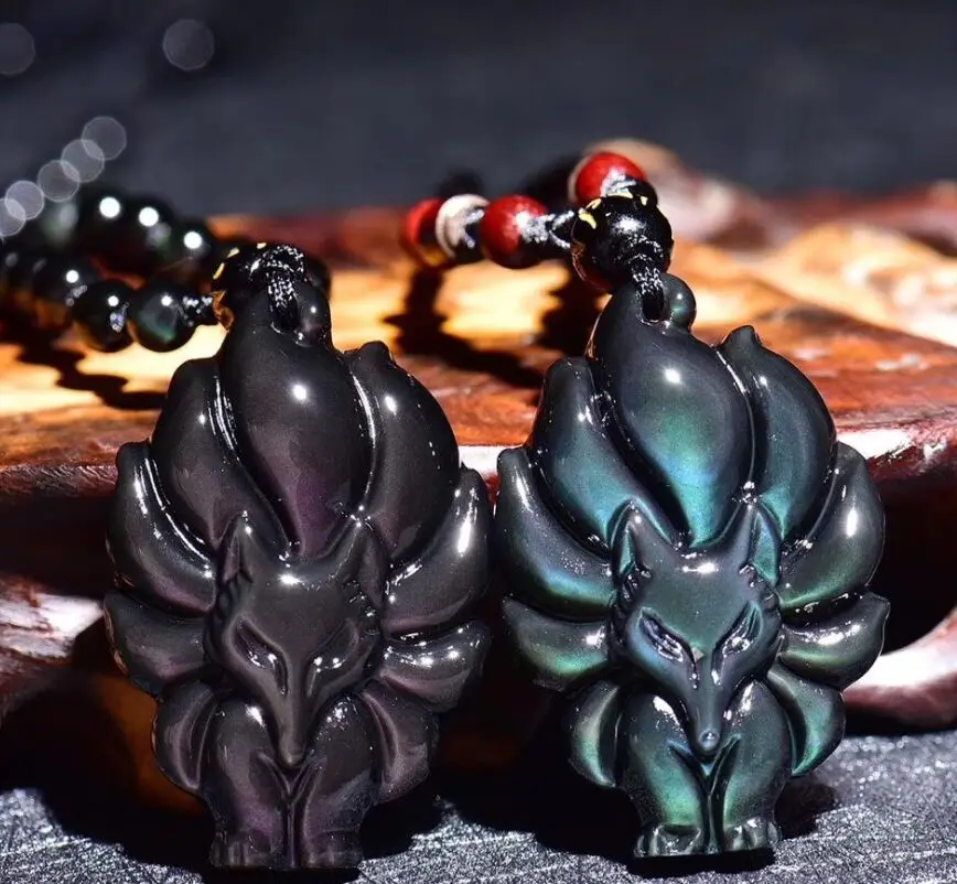 Nine-Tailed Fox Pendant Necklace Natural Rainbow Eye Obsidian Animal Fox Colorful Fairy Men Women New Jewelry Pendant With Chian
Nine-Tailed Fox Pendant Necklace Natural Rainbow Eye Obsidian Animal Fox Colorful Fairy Men Women New Jewelry Pendant With Chian