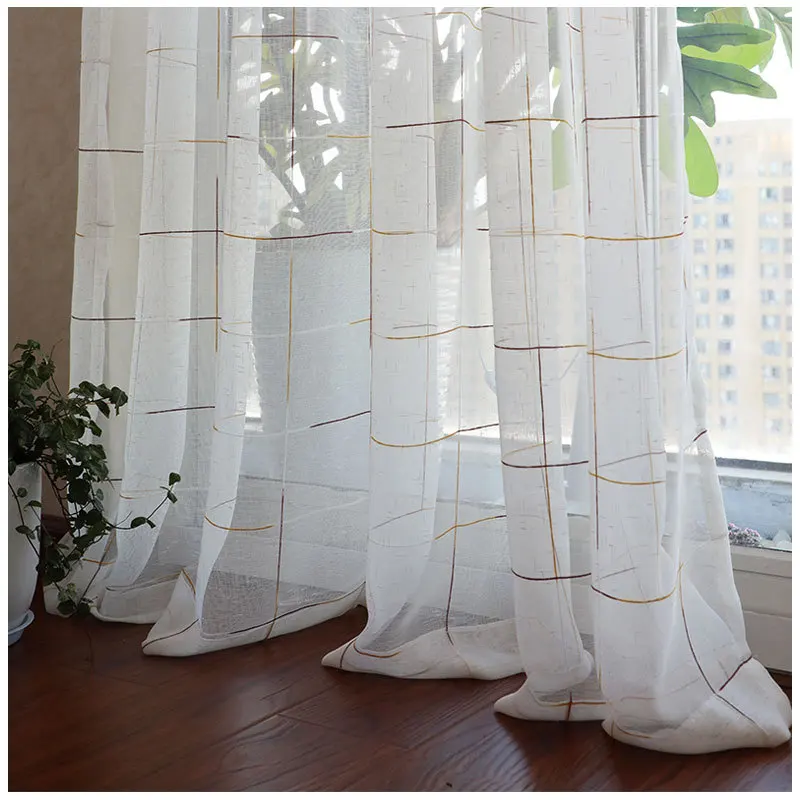 Plaid Gauze Modern Sheer Curtains Bedroom Balcony Living Room Versatile Color Lattice Window Screen Flax Fabric Tulle Fashion
Plaid Gauze Modern Sheer Curtains Bedroom Balcony Living Room Versatile Color Lattice Window Screen Flax Fabric Tulle Fashion