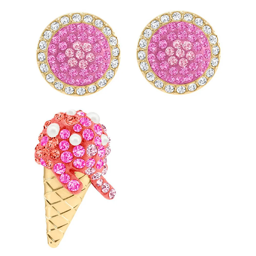 

SWA RO Fashion Charm 2019 New NO REGRETS ICE CREAM Pierced Earrings Female Shiny Ice Cream Crystal Send Girlfriend Romantic Gift