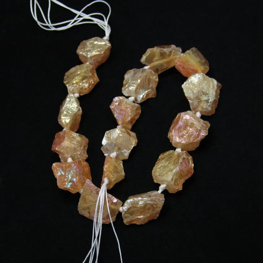 Approx 15pcs/str Center Drilled Titanium Champagne Quartz Nugget Beads for Necklace,Rough Stones Raw Crystals Loose Beads Supply
Approx 15pcs/str Center Drilled Titanium Champagne Quartz Nugget Beads for Necklace,Rough Stones Raw Crystals Loose Beads Supply