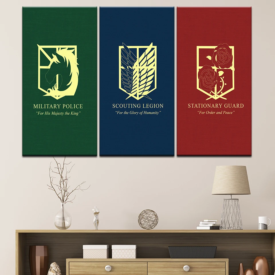 Canvas Painting Home Decoration Wall Art Pictures 3 Panel Anime Attack On Titan Mark Painting Room HD Printed Poster Frame
Canvas Painting Home Decoration Wall Art Pictures 3 Panel Anime Attack On Titan Mark Painting Room HD Printed Poster Frame