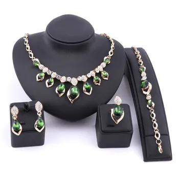 Wedding Dress Costume Women Party Gold Color African Beads Jewelry Sets Crystal Green Gem Necklace Bracelet Earrings Ring Sets
Wedding Dress Costume Women Party Gold Color African Beads Jewelry Sets Crystal Green Gem Necklace Bracelet Earrings Ring Sets