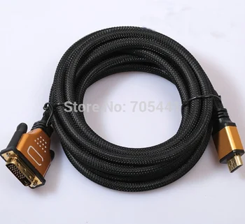 5M High Quality Gold HDMI to DVI(24+1) Cable with Nylon Mesh for HDTV PC Projectors ,50pcs/lot
5M High Quality Gold HDMI to DVI(24+1) Cable with Nylon Mesh for HDTV PC Projectors ,50pcs/lot
