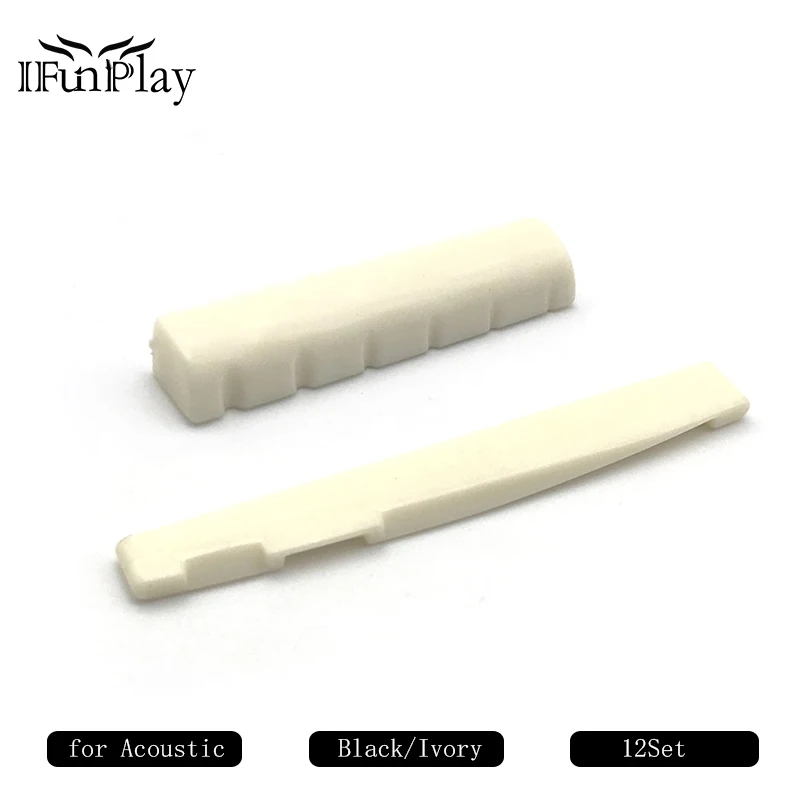 12 Set 6 String Acoustic Guitar Bridge Nut Saddle Plastic Guitar Saddle for Folk Guitar Black Ivory Guitar Parts & Accessories
12 Set 6 String Acoustic Guitar Bridge Nut Saddle Plastic Guitar Saddle for Folk Guitar Black Ivory Guitar Parts & Accessories