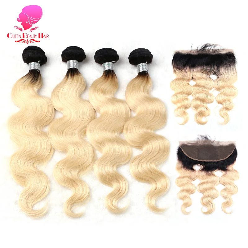 QUEENBEAUTY 1B 613 Dark Root Ombre Blonde Brazilian Body Wave 4 Bundles with Closure Remy Human Hair Bundle with Frontal,5Pc/Lot
QUEENBEAUTY 1B 613 Dark Root Ombre Blonde Brazilian Body Wave 4 Bundles with Closure Remy Human Hair Bundle with Frontal,5Pc/Lot