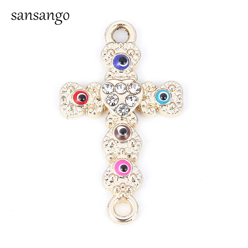 Golden Color Cross Shape Alloy Crystal Connectors Evil Eyes Pattern Charms Pendant For DIY Necklace Fashion Jewelry Making
Golden Color Cross Shape Alloy Crystal Connectors Evil Eyes Pattern Charms Pendant For DIY Necklace Fashion Jewelry Making