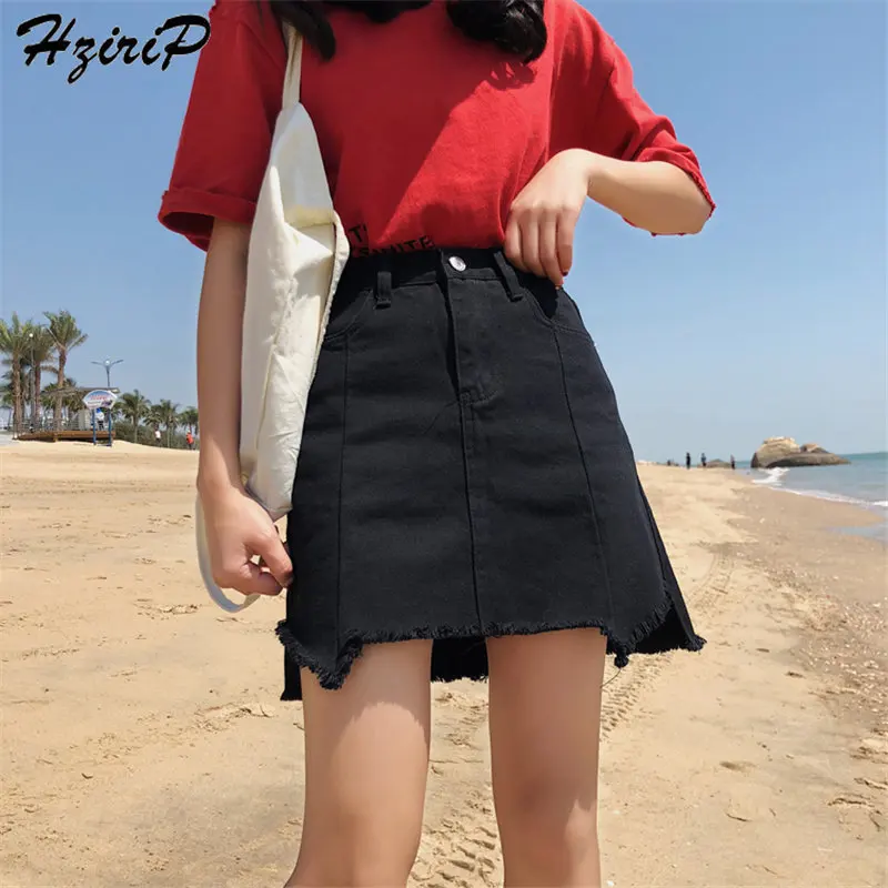 Hzirip Korea Loose New Fresh Fashion A-Line Mini Denim Hot Summer Slim Irregular High Waist Women Solid Black Skirt Large Size
Hzirip Korea Loose New Fresh Fashion A-Line Mini Denim Hot Summer Slim Irregular High Waist Women Solid Black Skirt Large Size