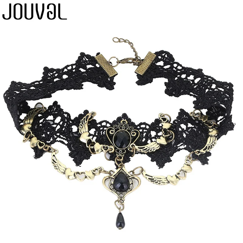 JOUVAL Collares Sexy Gothic Chokers Crystal Black Lace Neck Choker Necklace Vintage Victorian Women Chocker Steampunk Jewelry
JOUVAL Collares Sexy Gothic Chokers Crystal Black Lace Neck Choker Necklace Vintage Victorian Women Chocker Steampunk Jewelry