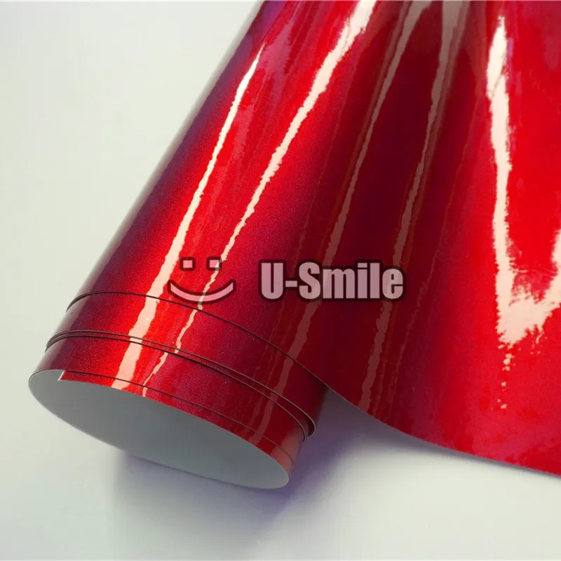 Image Best Quality Glossy Candy Red Vinyl Wrapping Film Bubble Free For Car Wraps Size1.52M x 20M