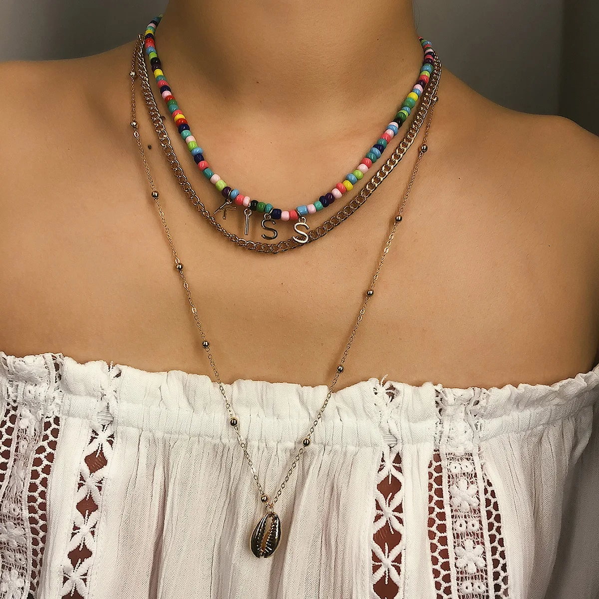 Bohemia Colorful Beads Clavicle Chain Female KISS Pendant Necklace Shell Necklaces for Women Gold Color 2019 Fashion Jewelry New
Bohemia Colorful Beads Clavicle Chain Female KISS Pendant Necklace Shell Necklaces for Women Gold Color 2019 Fashion Jewelry New