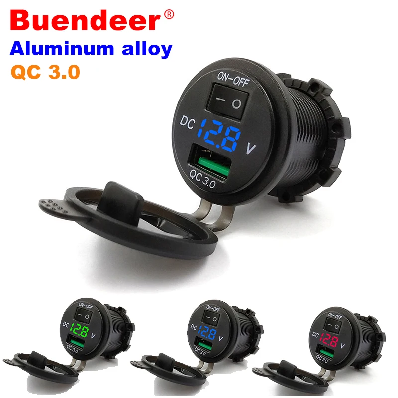 Buendeer 12V-24V QC3.0 Waterproof Car USB Cigarette Lighter Adapter Outlet With Power Switch For Car Truck ATV Boat Motorcycle
Buendeer 12V-24V QC3.0 Waterproof Car USB Cigarette Lighter Adapter Outlet With Power Switch For Car Truck ATV Boat Motorcycle