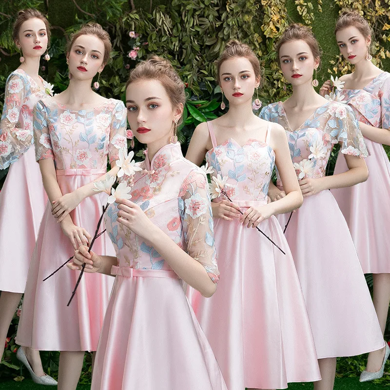 2019 цвет Элегантное длинное шифоновое платье для подружки невесты Vestido da dama de honra