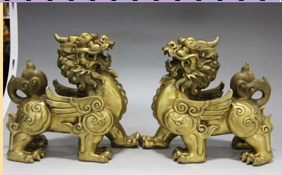 chinese Brass Copper Guard Foo Dog Lion Kirin beast brave troops god Beast Pair
chinese Brass Copper Guard Foo Dog Lion Kirin beast brave troops god Beast Pair