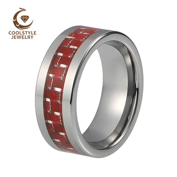 8MM Men's Tungsten Carbide Ring Wedding Band With Red Carbon Fiber Inlay Comfort Fit
8MM Men's Tungsten Carbide Ring Wedding Band With Red Carbon Fiber Inlay Comfort Fit