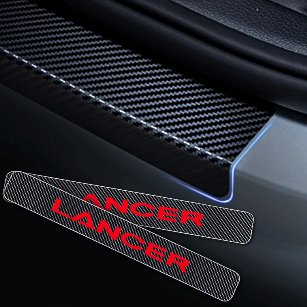 for Mitsubishi Lancer EX Carbon Fiber Leather Kick Plates Stickers,Car Outer Protector Kick Plates,Car Door Sill Step Threshold Scratch Paint Resistant Protective Film,Auto Styling Accessories 4pcs