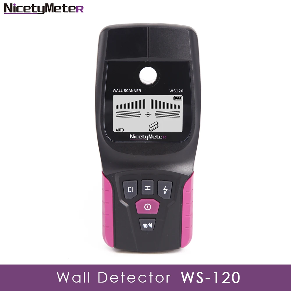 Nicetymeter WS-120 Handheld Multifunction Wall Detector Metal Wood Cable Wire Stud PVC Pipe Finder Scanner LED DIY WS120 Tester
Nicetymeter WS-120 Handheld Multifunction Wall Detector Metal Wood Cable Wire Stud PVC Pipe Finder Scanner LED DIY WS120 Tester
