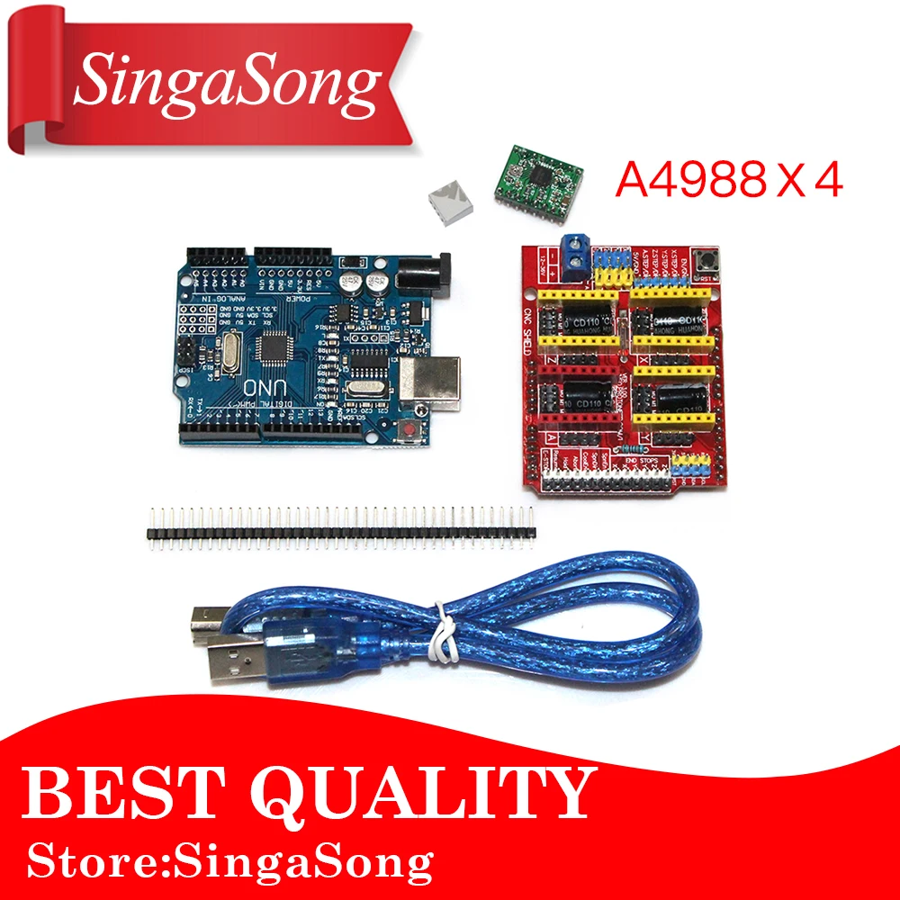 CNC Shield V3.0 + UNO R3 + 4pcs A4988 Driver motor module /GRBL for Arduino 3D Printer TE623
CNC Shield V3.0 + UNO R3 + 4pcs A4988 Driver motor module /GRBL for Arduino 3D Printer TE623