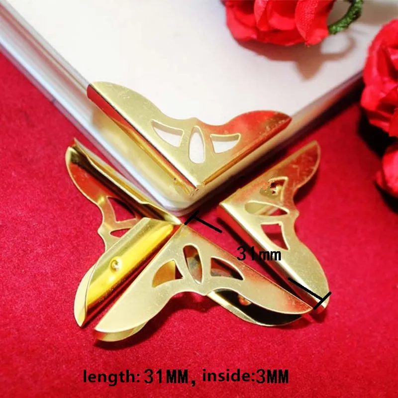 6PCS 31x31x3mm Fit 3mm Gold Plated Book Scrapbooking Albums Menus Corner Protectors Metal Hollow Books Corners
6PCS 31x31x3mm Fit 3mm Gold Plated Book Scrapbooking Albums Menus Corner Protectors Metal Hollow Books Corners