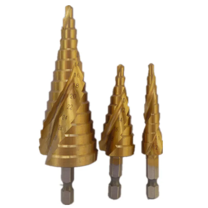 Hex Hss Spiral Grooved Step Drill Set 1