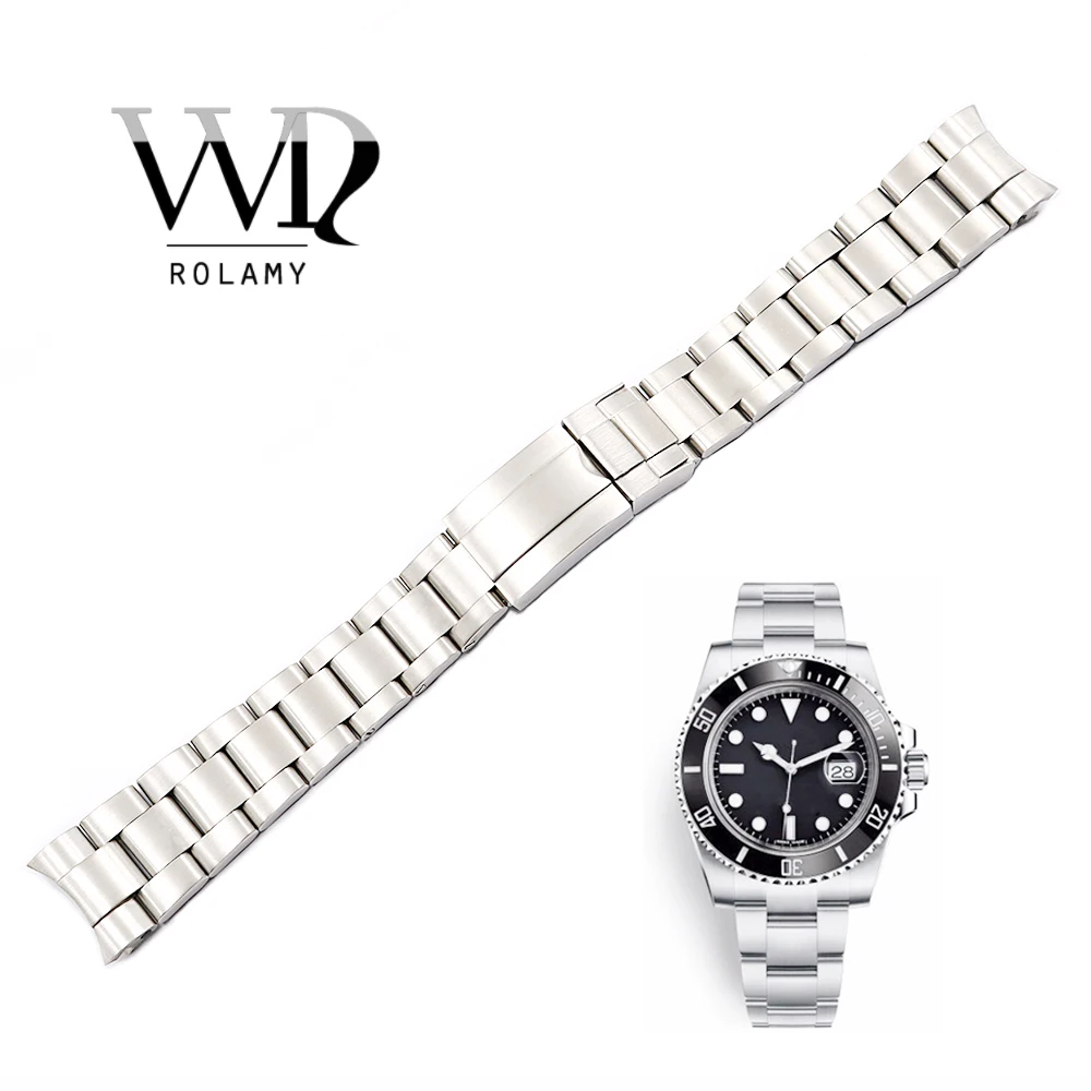 Rolamy 20 21mm Watch Band Silver Brushed 316L Solid Stainless Steel Watchband Belt Strap Bracelets For Submariner Wholesale
Rolamy 20 21mm Watch Band Silver Brushed 316L Solid Stainless Steel Watchband Belt Strap Bracelets For Submariner Wholesale