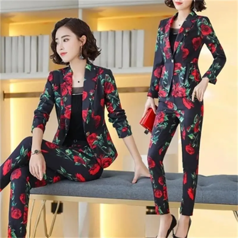 Fashion suit suit female new temperament flower suit + pants professional wear overalls two-piece women Increase size4XL
Fashion suit suit female new temperament flower suit + pants professional wear overalls two-piece women Increase size4XL