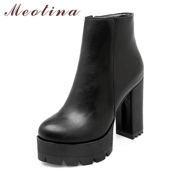 Meotina Winter Ankle Boots Women High Heel Platform Boots Motorcycle Boots Round Toe Block Heel Lady Short Shoes Black Footwear
Meotina Winter Ankle Boots Women High Heel Platform Boots Motorcycle Boots Round Toe Block Heel Lady Short Shoes Black Footwear
