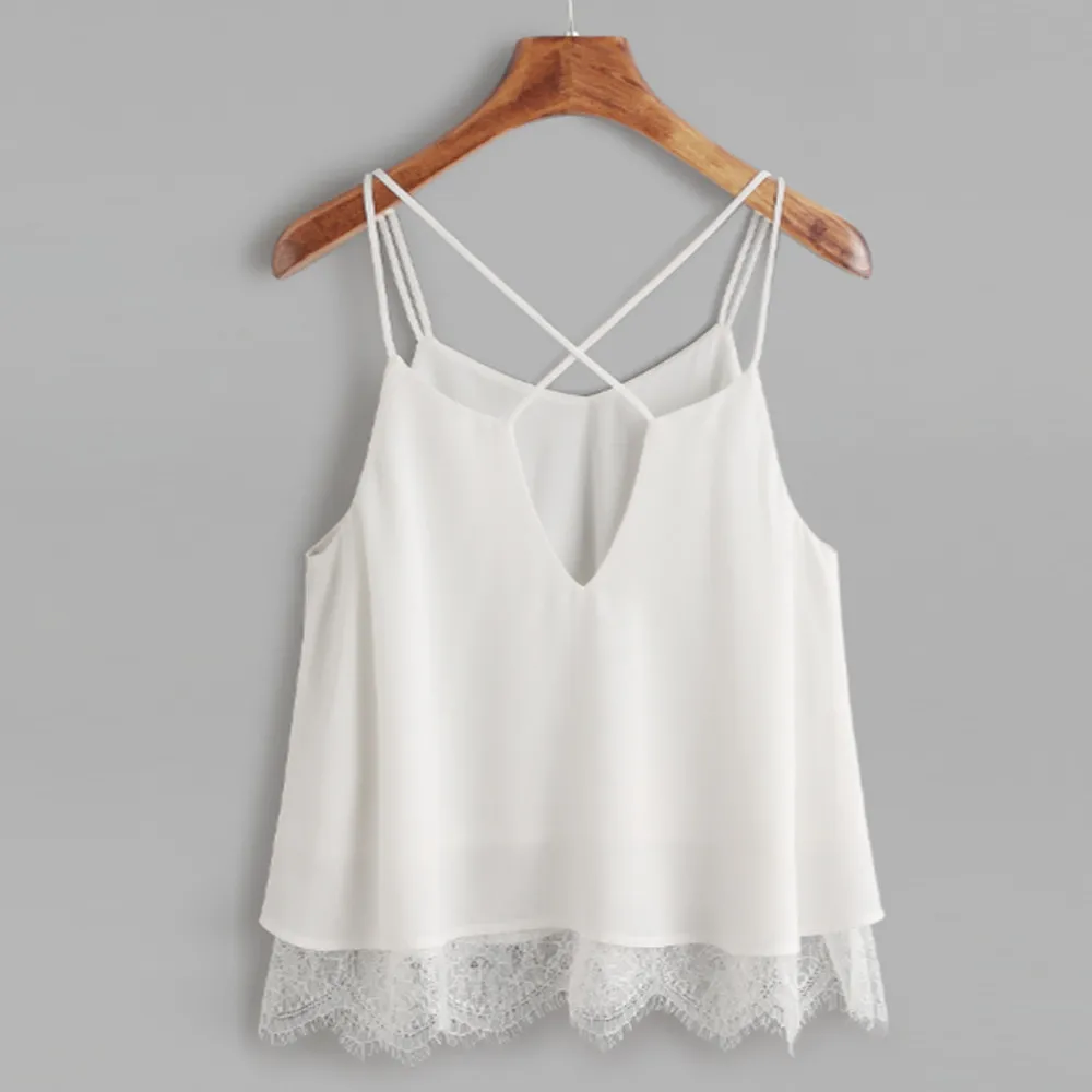 2019 Summer Women Sexy Camisole Tops Solid Sleeveless Lace Casual Vest Top Chiffon Ladies Short Loose Tank Tops T-Shirt
2019 Summer Women Sexy Camisole Tops Solid Sleeveless Lace Casual Vest Top Chiffon Ladies Short Loose Tank Tops T-Shirt