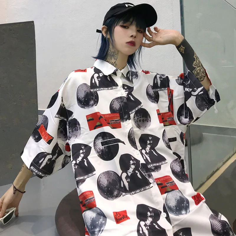 Women's Shirts Girl Kawaii Retro Korean Loose Vintage Ins Punk Print Shirt Student Punk Harajuku Tunic For Women Top Casual
Women's Shirts Girl Kawaii Retro Korean Loose Vintage Ins Punk Print Shirt Student Punk Harajuku Tunic For Women Top Casual