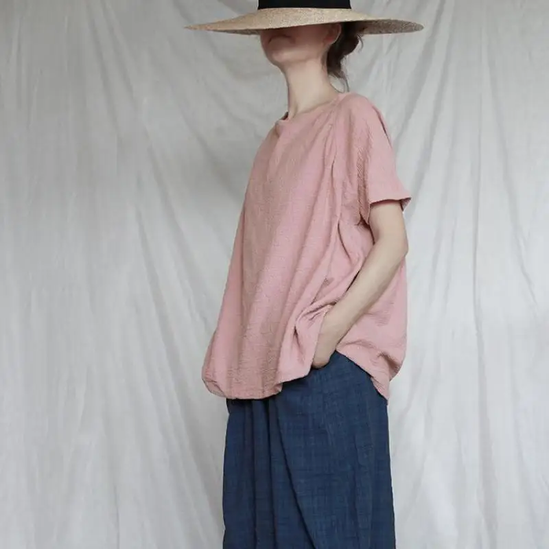Johnature Women Casual Korean Cotton Linen Irregular Pullover Top 2019 Summer New Solid Color O-neck Short Sleeve Female T Shirt
Johnature Women Casual Korean Cotton Linen Irregular Pullover Top 2019 Summer New Solid Color O-neck Short Sleeve Female T Shirt
