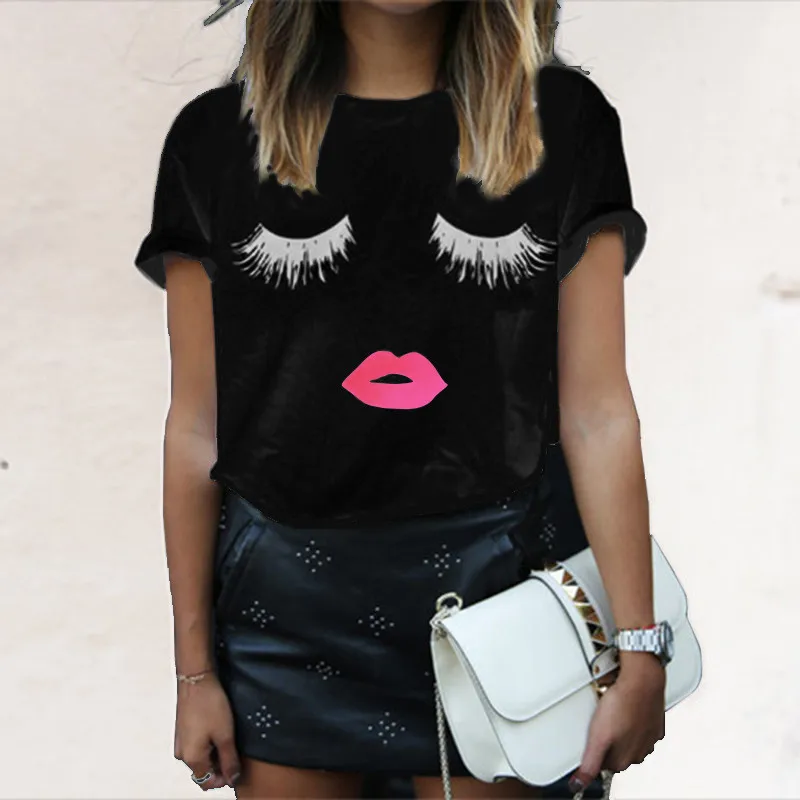 2019 Summer Women T-shirts Fashion Charming Eyes Lips Sweet Top Shirts Lady Casual O-Neck Short Sleeve Solid Female T-shirts
2019 Summer Women T-shirts Fashion Charming Eyes Lips Sweet Top Shirts Lady Casual O-Neck Short Sleeve Solid Female T-shirts