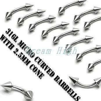 Free Shipping Eyebrow Ring Curved Erybrow Pircing Cone With 2.5mm 316L Surgical Steel Fashion Body Piercing Jewelry 100pcs/lot
Free Shipping Eyebrow Ring Curved Erybrow Pircing Cone With 2.5mm 316L Surgical Steel Fashion Body Piercing Jewelry 100pcs/lot