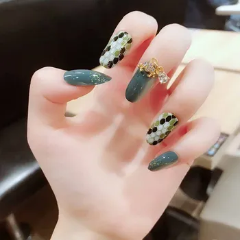 24pcs Dark Green Fringed Design Snake Fake Nail Long Stiletto Grey Full Cover False Nail ArtificialAcrylic Tips With Glue Girls
24pcs Dark Green Fringed Design Snake Fake Nail Long Stiletto Grey Full Cover False Nail ArtificialAcrylic Tips With Glue Girls