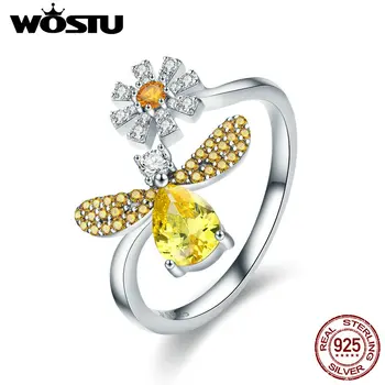 WOSTU 100% 925 Sterling Silver Bee with Daisy Flower Adjustable Open Rings For Women Party& Wedding 925 Jewelry Gift CQR348
WOSTU 100% 925 Sterling Silver Bee with Daisy Flower Adjustable Open Rings For Women Party& Wedding 925 Jewelry Gift CQR348