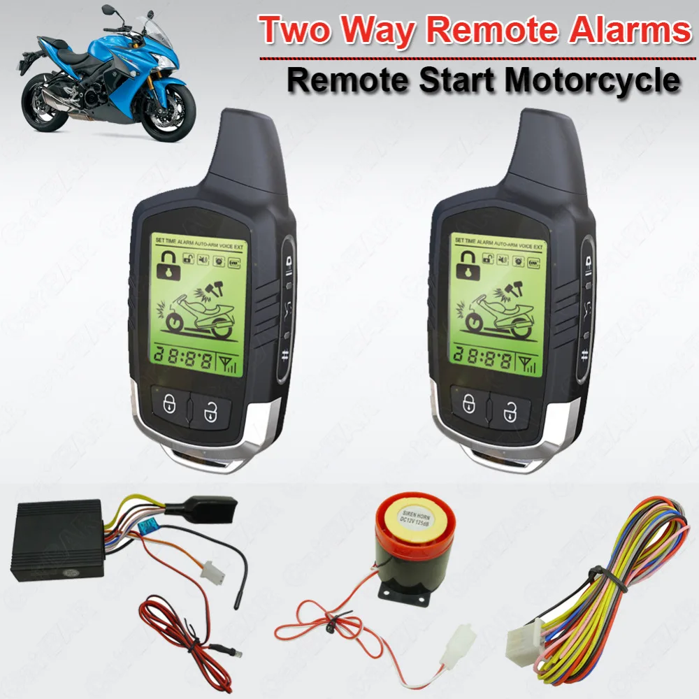 Waterproof 2 Way Motorcycle Alarm System Remote Control Engine Start Anti-theft Security Alarm System LCD Transmitter
Waterproof 2 Way Motorcycle Alarm System Remote Control Engine Start Anti-theft Security Alarm System LCD Transmitter