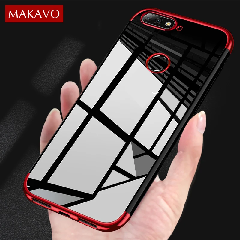 MAKAVO For Huawei Honor 7A Pro Case Luxury Soft Silicone Transparent Plating Cover 7 A Phone Cases |