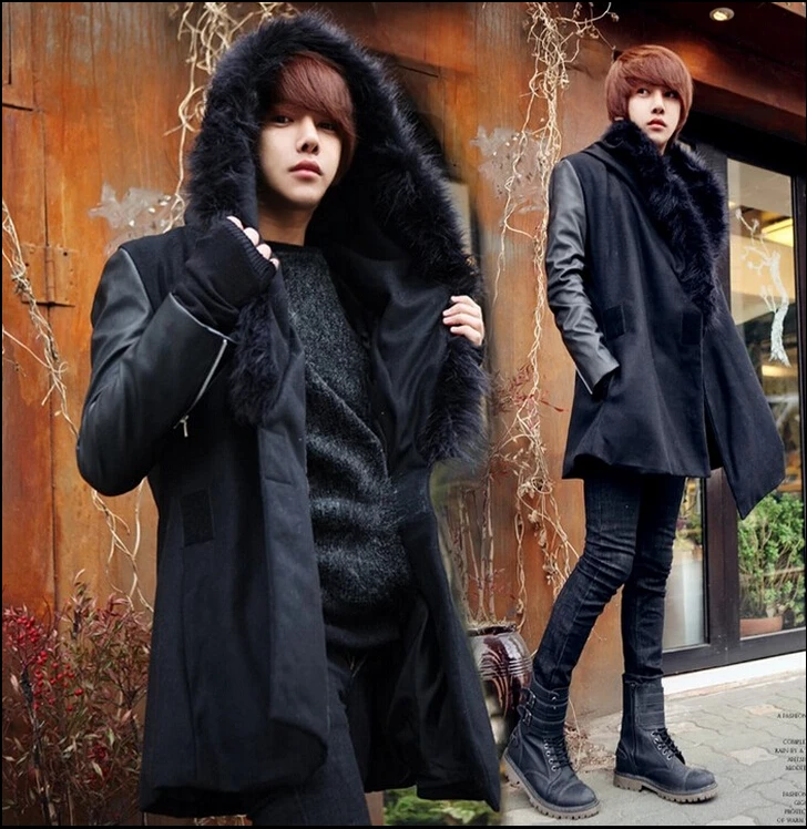 Free shipping Winter hooded fur collar black cashmere coat Nizi men cultivating long section plus hair coat / S-3XL
Free shipping Winter hooded fur collar black cashmere coat Nizi men cultivating long section plus hair coat / S-3XL